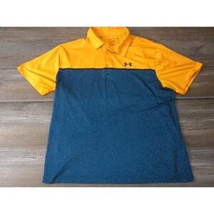 Under Armour Playoff Polo 2.0 Shirt XXL Blue Yellow Golf Performance Loose Fit